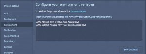 Configure your Codeship Environment variables