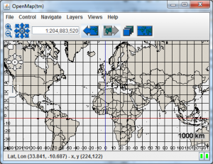 Figure 5: OpenMap with menubar and toolbar