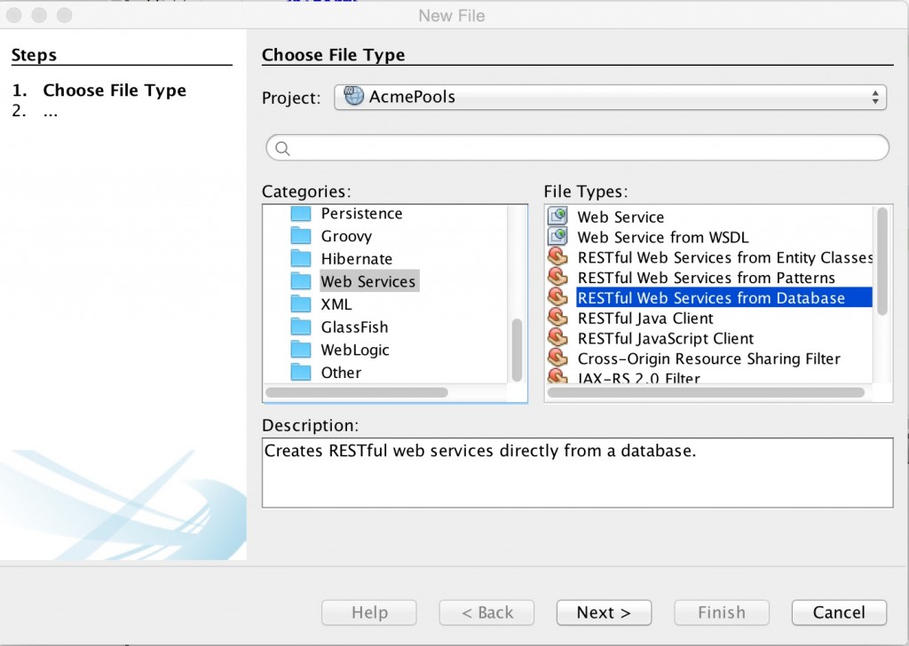 Figure 1: Creating RESTful Web Services from Database
