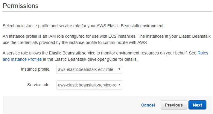 Amazon Elastic Beanstalk permissions