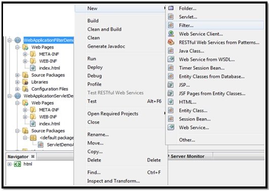 Java Servlet Figure 12: Add new Filter to web application