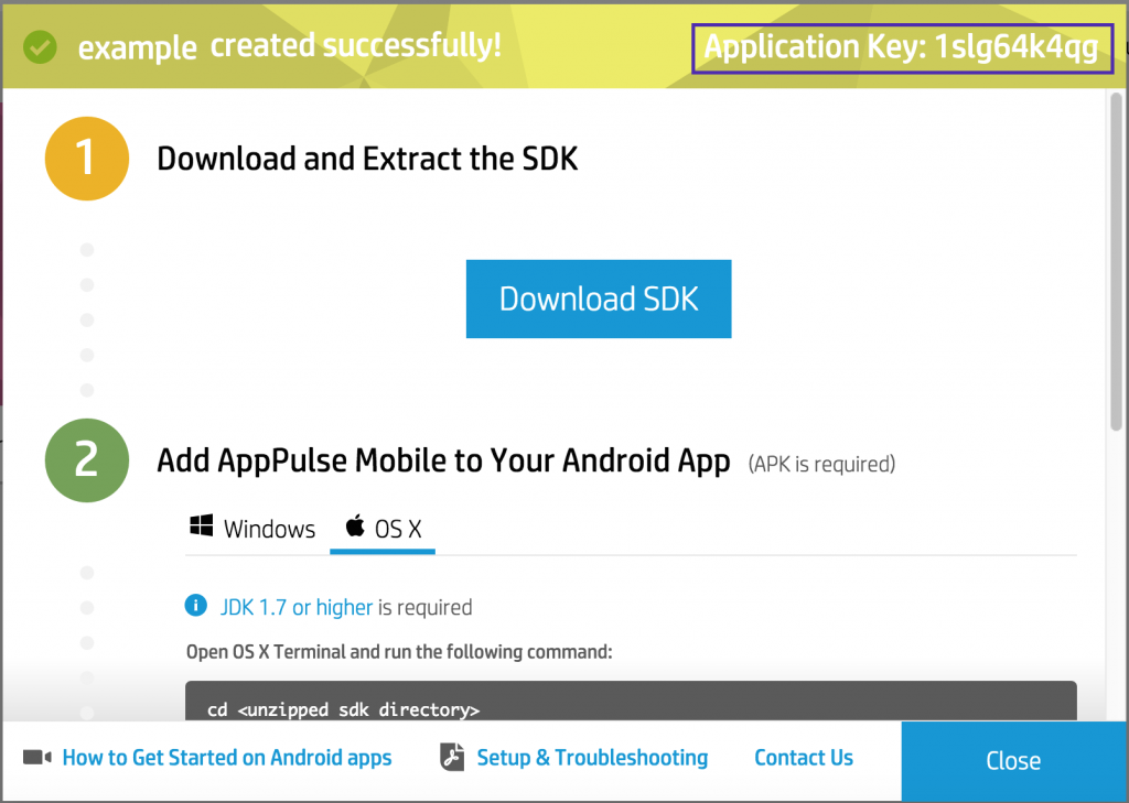 Figure 2: Application Creation in HPE AppPulse Mobile