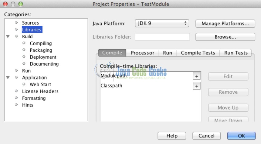 Fig. 3 - Set Java Platform to JDK 9 EA