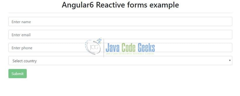 Angular 6 Reactive Form - Welcome Page