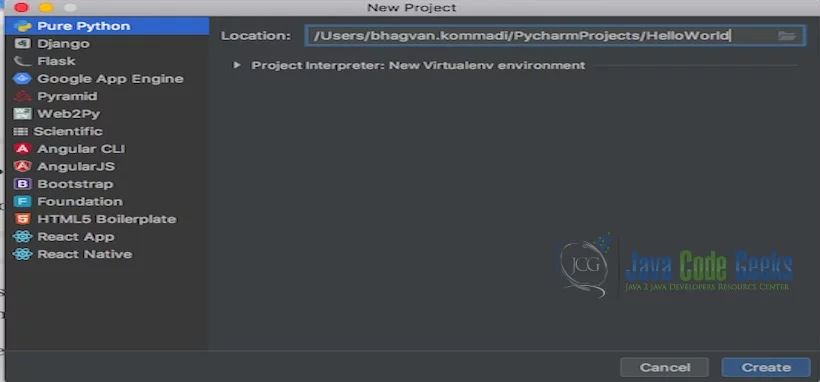 selenium python - Pycharm Create project