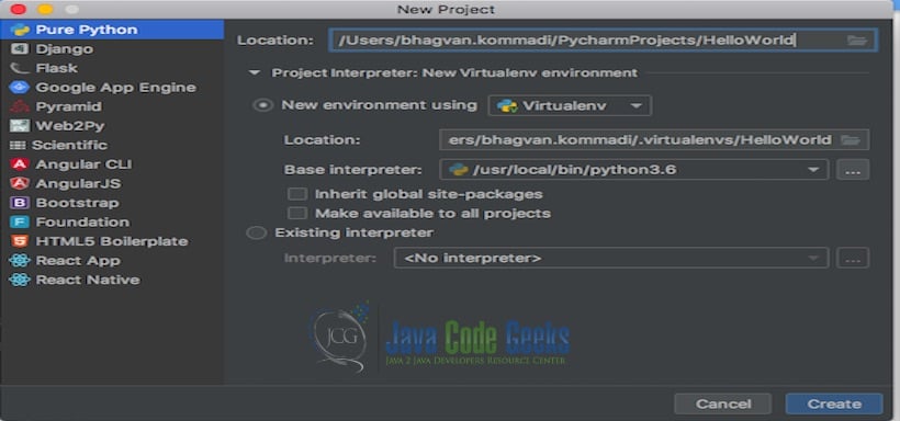 Python vs Java - Pycharm Project Settings