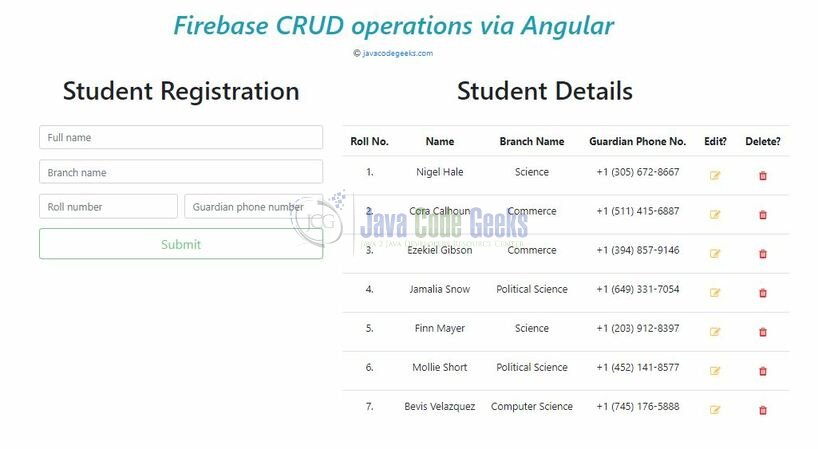 CRUD Operations in Angular - Welcome Page