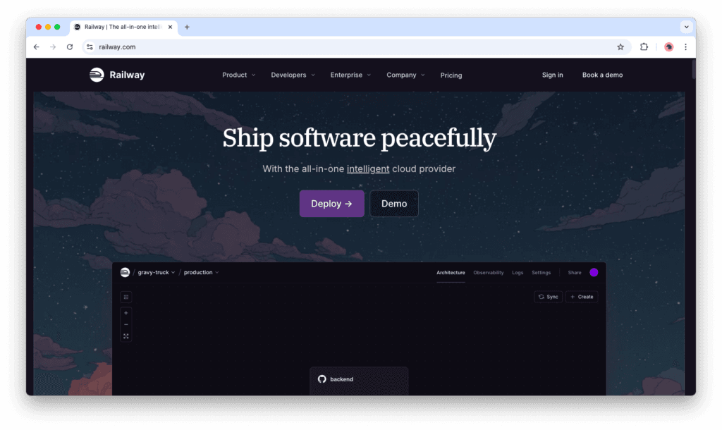 Railway homepage - heroku alternative for depolyment