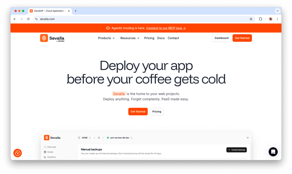 Sevalla homepage - heroku alternative for depolyment