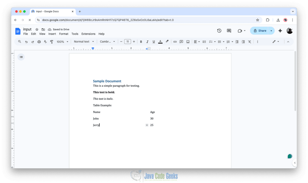 Preview image of Word DOCX to HTML conversion in Java
